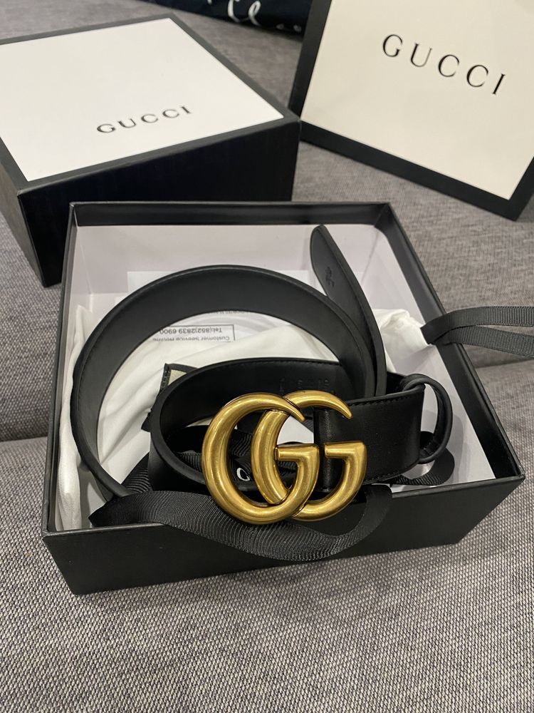 Czarny pasek Gucci GG 3.4 cm idealny na prezent