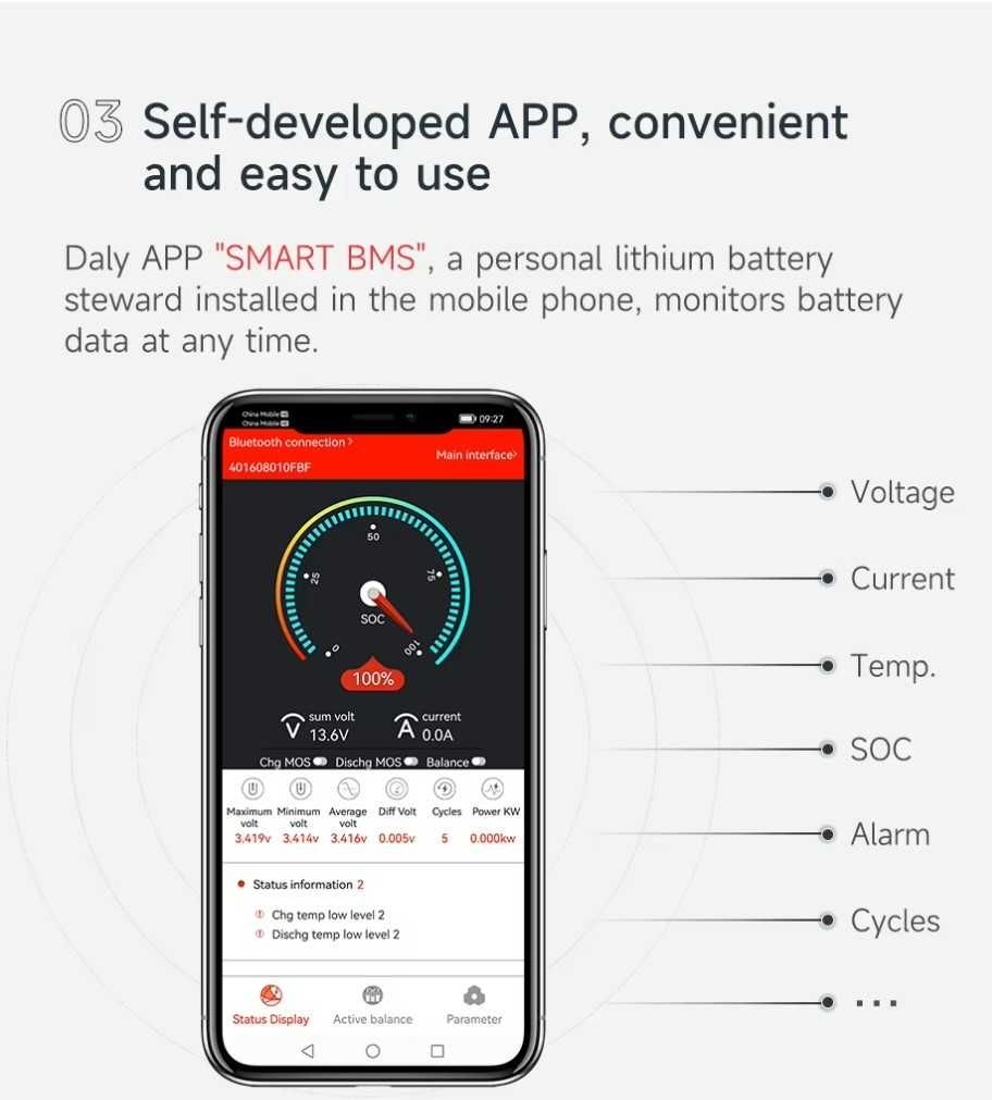 Daly Smart BMS Li-ion 8S LiFePo4 24V 150A Bluetooth
