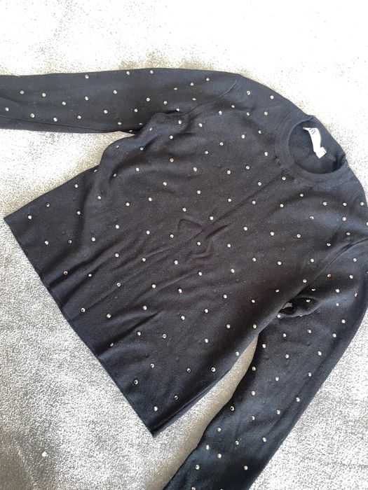 Sweter bluzka Zara, czarna z cyrkoniami