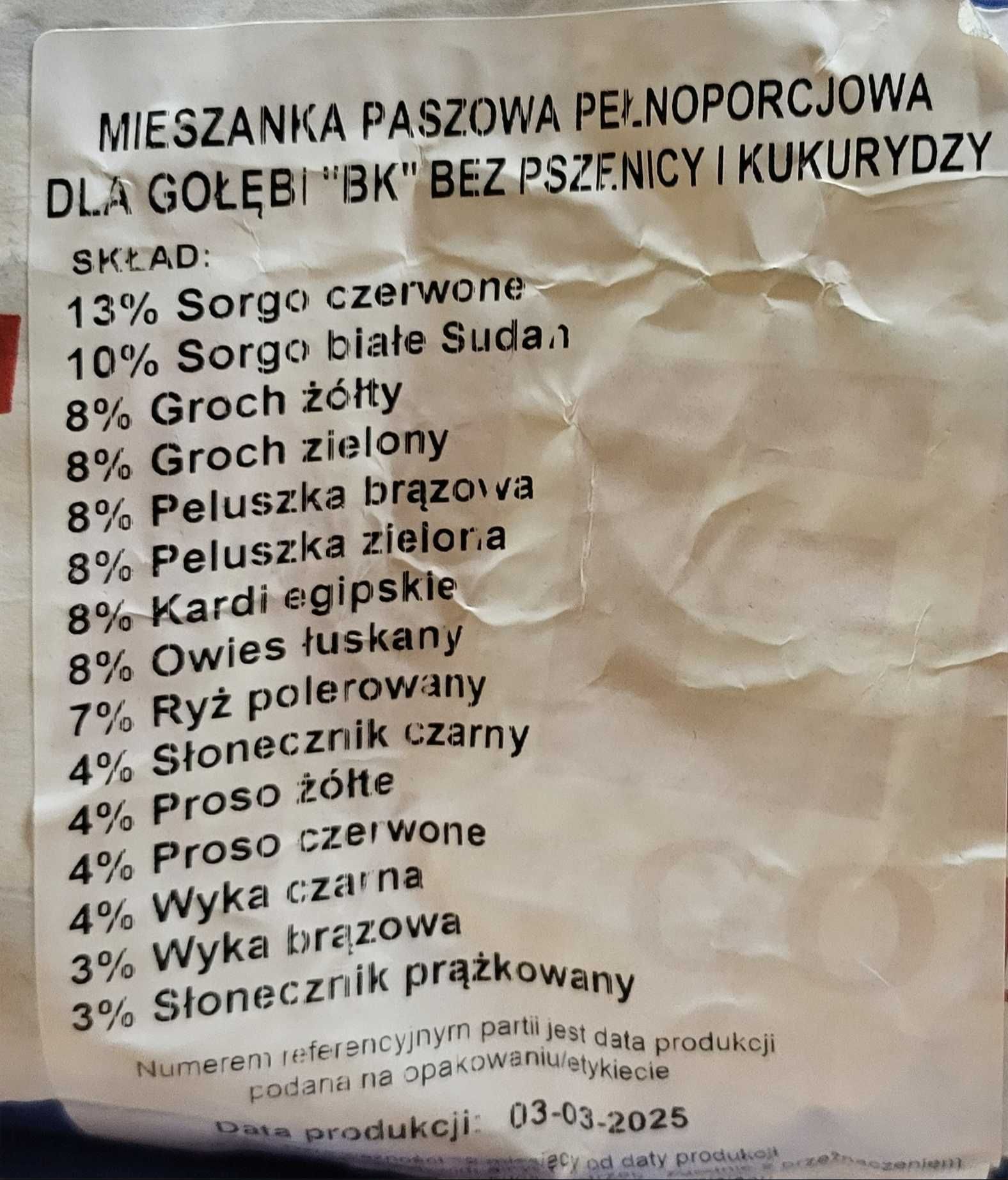 Pasze ziarno dla gołębi