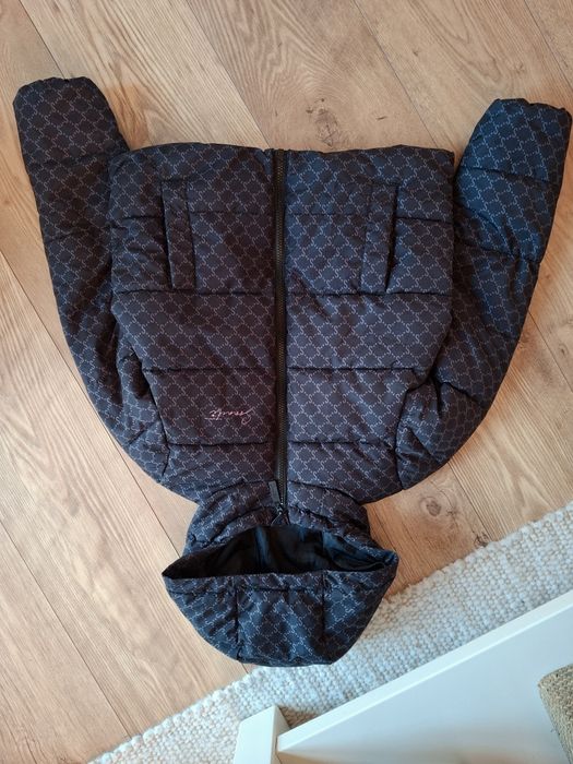 134cm 140cm, Sonneti czarna logowana kurtka, pikowana kurtka dziewczęc