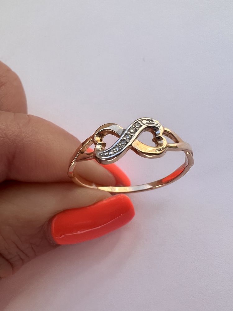 Золотое кольцо с бриллиантами размер 18 красное золото 585 проба