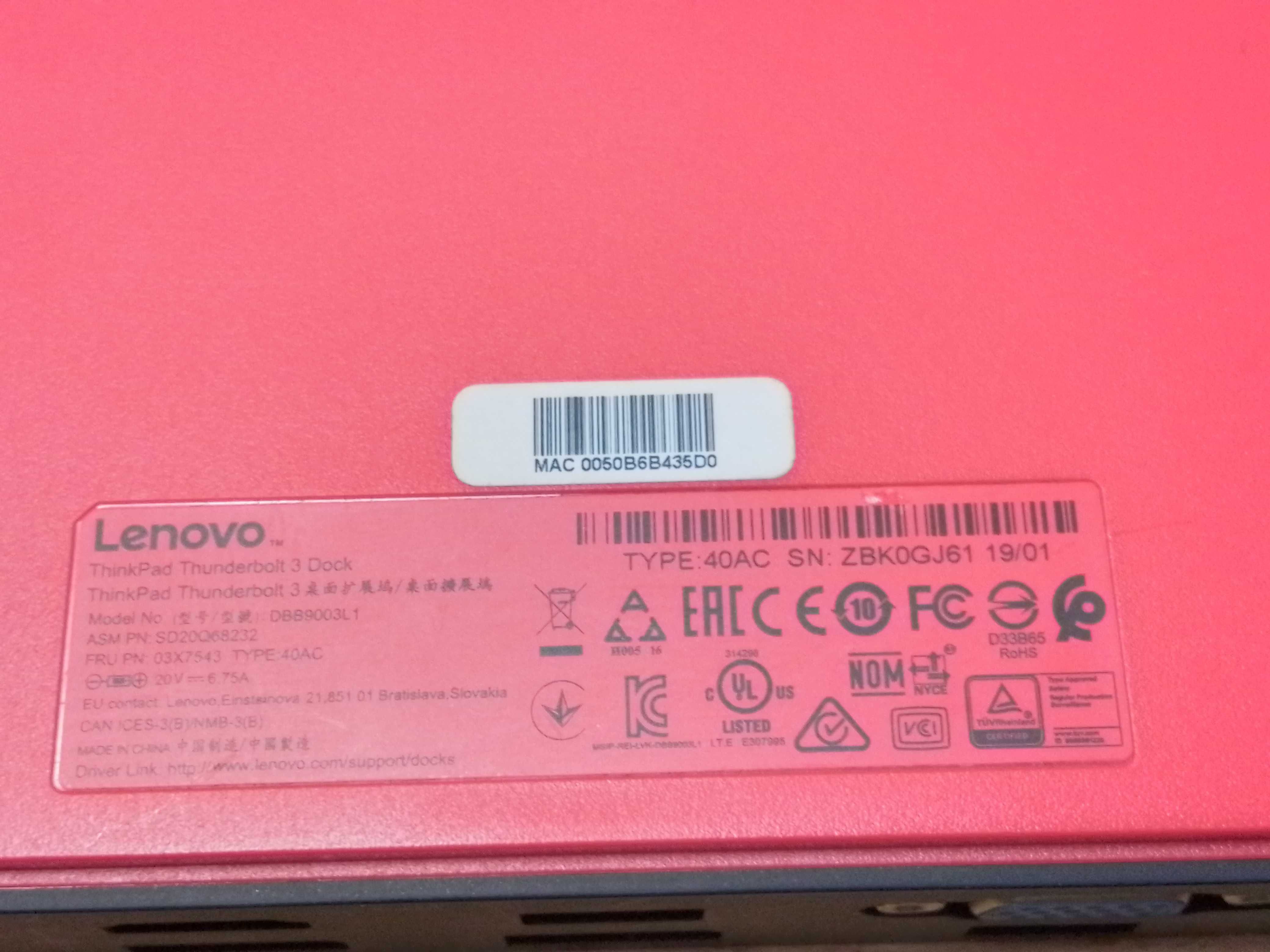 Stacja dokująca Lenovo 40AC thunderbolt 3 dock - BOX1-62