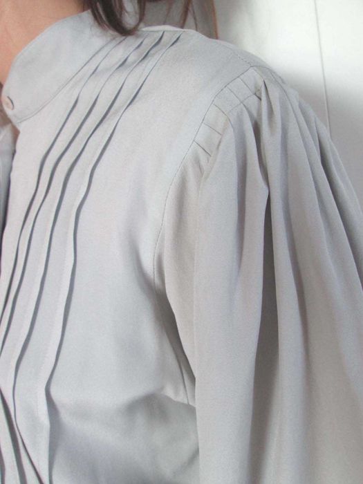 Bluzka vintage szara szerokie rękawy plisy M L 38 40