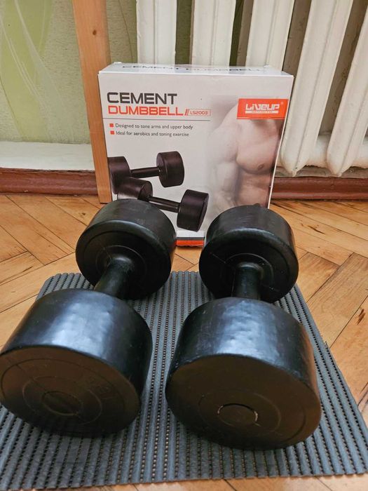 Гантели LiveUp Cement Dumbell 2 шт х 5 кг Black (LS2003)