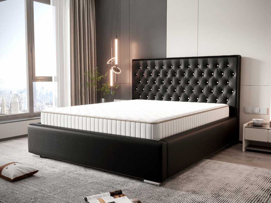 Pikowane Łóżko Podwójne Ze Stelażem Pojemnikiem Wybór Rozmiarów PANAMA