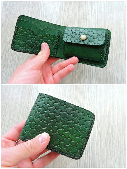 Portfel Skórzany Zielony Ręcznie Robiony Bushctaft