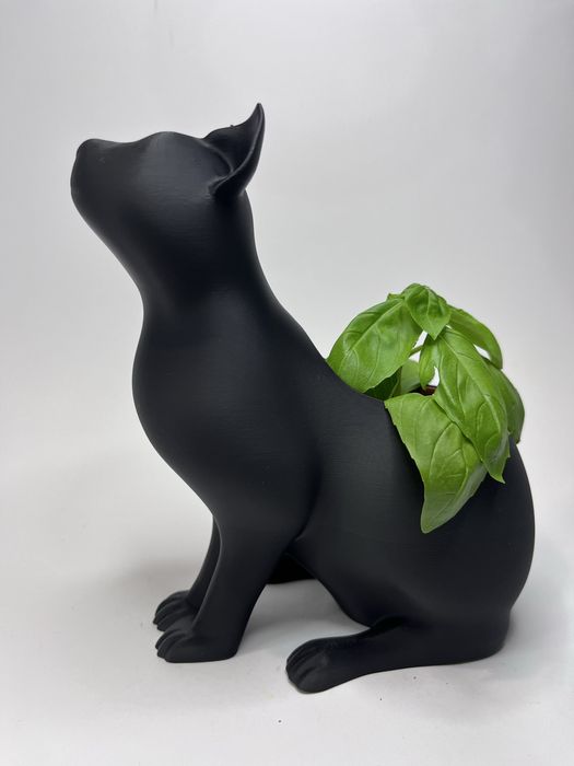Doniczka Kot Czarny 16 cm wysoka