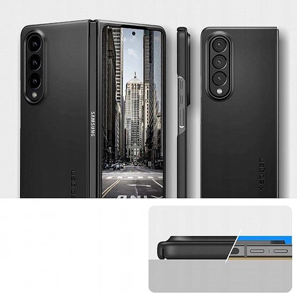 Spigen Galaxy Z Fold4 - czarne plecki etui ochronne, solidna obudowa