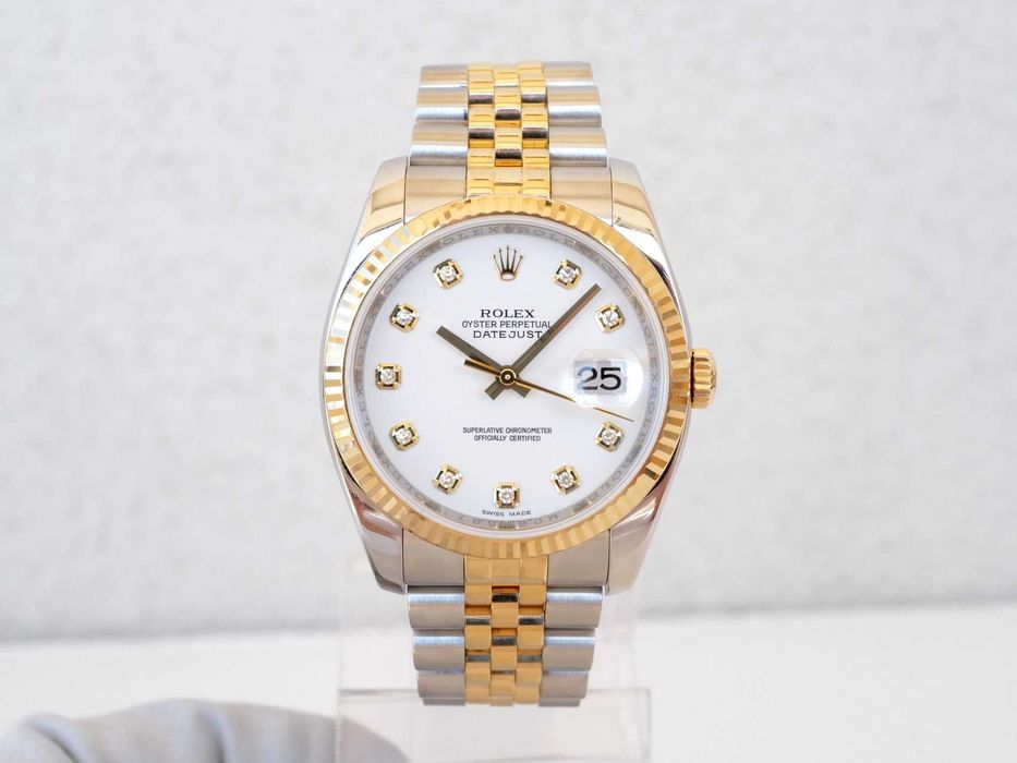 Rolex Datejust 36mm Jubilee Steel 18K Yellow Gold White Diamond Dial