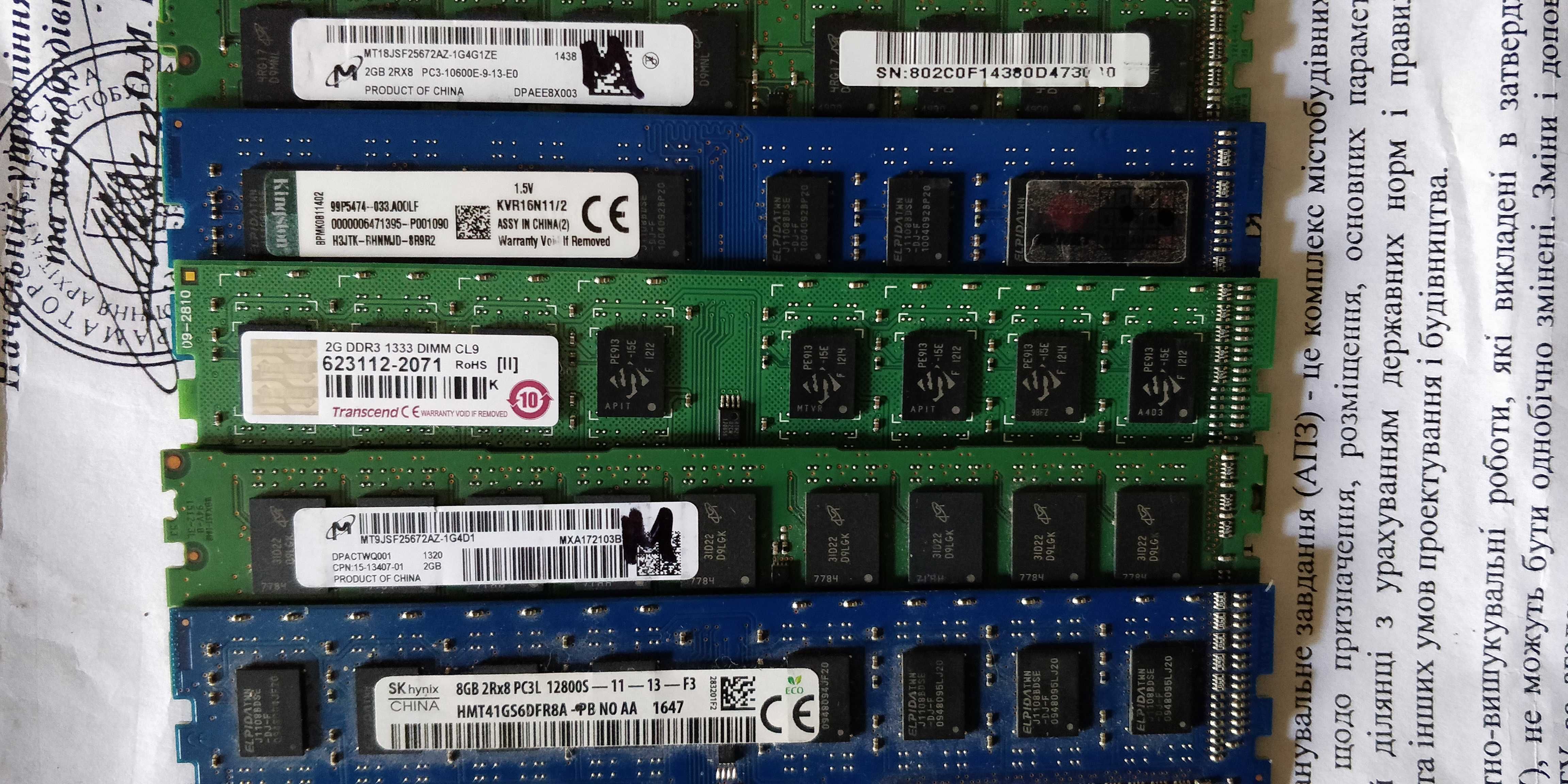 Оперативная память DDR3(2,4,8gb)