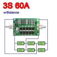 Лот 4 плати захисту li-ion BMS 3S 60A Li-Ion с функцією балансування.