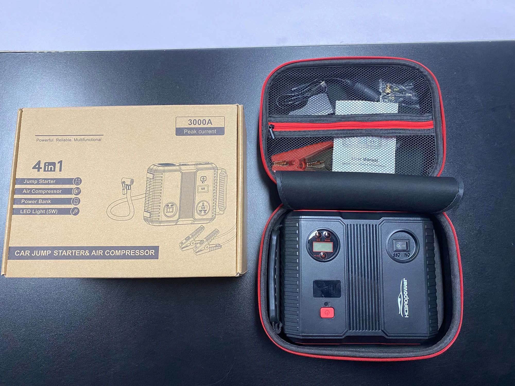 Jump Starter 4 em 1 com Inflador de Ar * 12V * 3000A