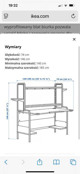 Ikea biurko gamingowe Fredde czarne jak nowe