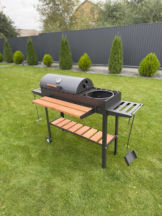 покращений варіант мангалу! гриль-барбекю, метал 5мм, з термометром!