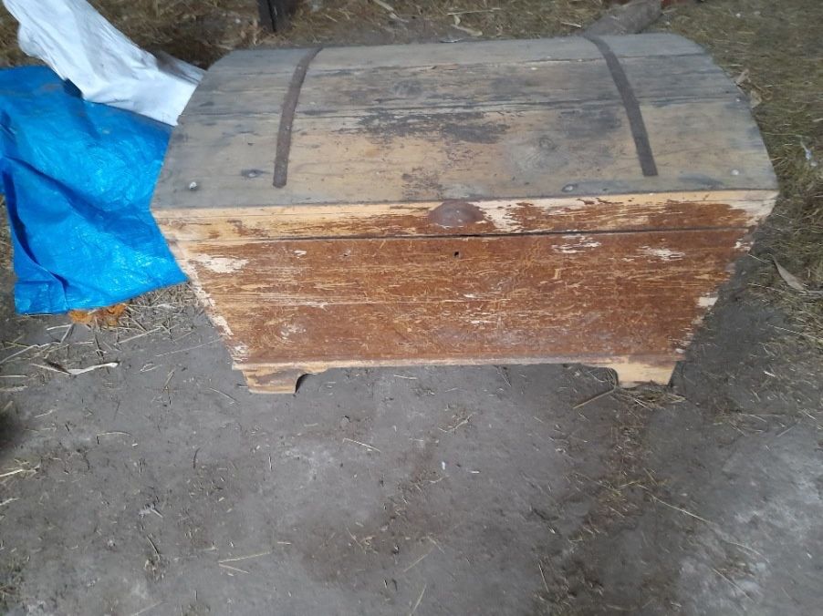 Stary Kufer drewnianay Skrzynia PRL