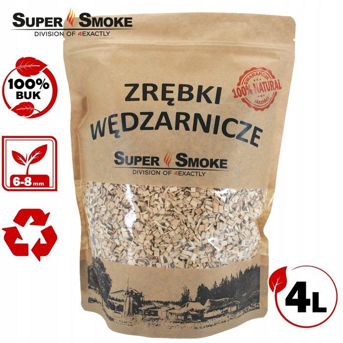 Zrębki Wędzarnicze Super Smoke BUK KL-08 (6-8mm) Medium 4L Kraft