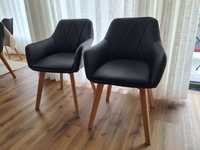 Cadeiras Sklum pele preta e madeira