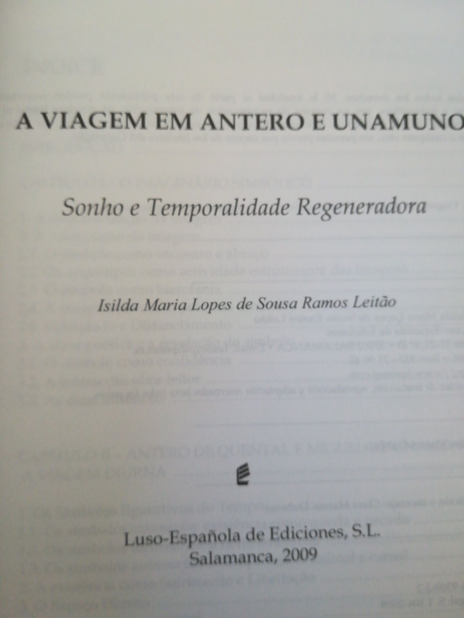 Livro A viagem em Antero e Unamonno