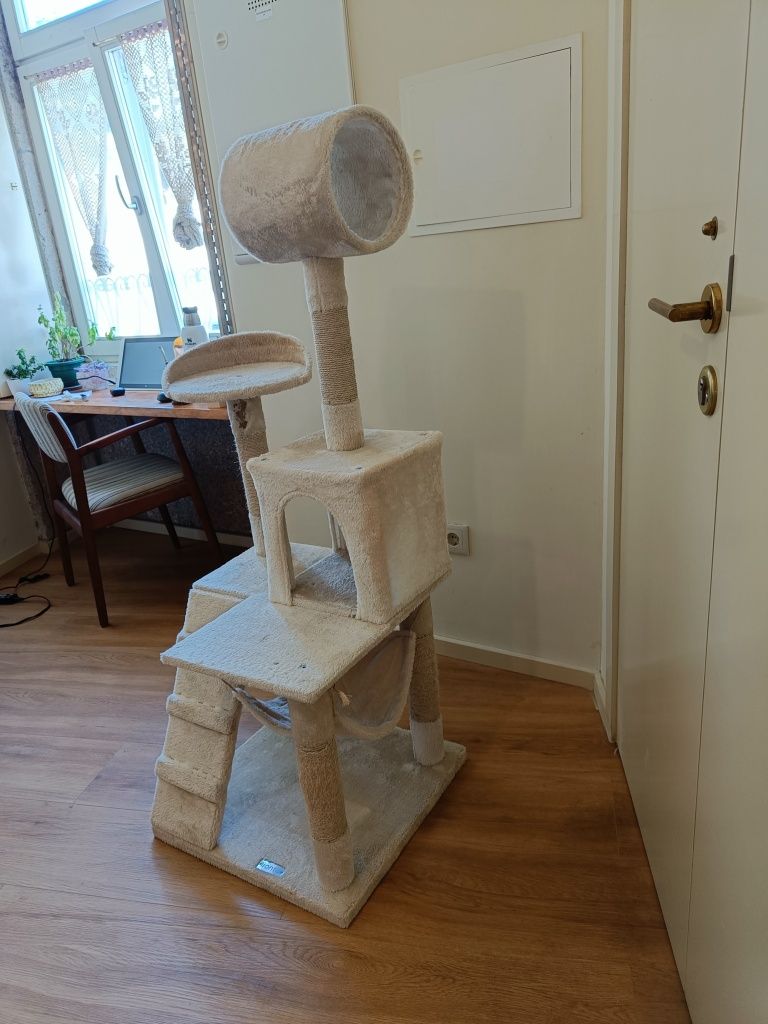Árvore arranhadora para gatos altura 133 cm bege Arranhador Gato