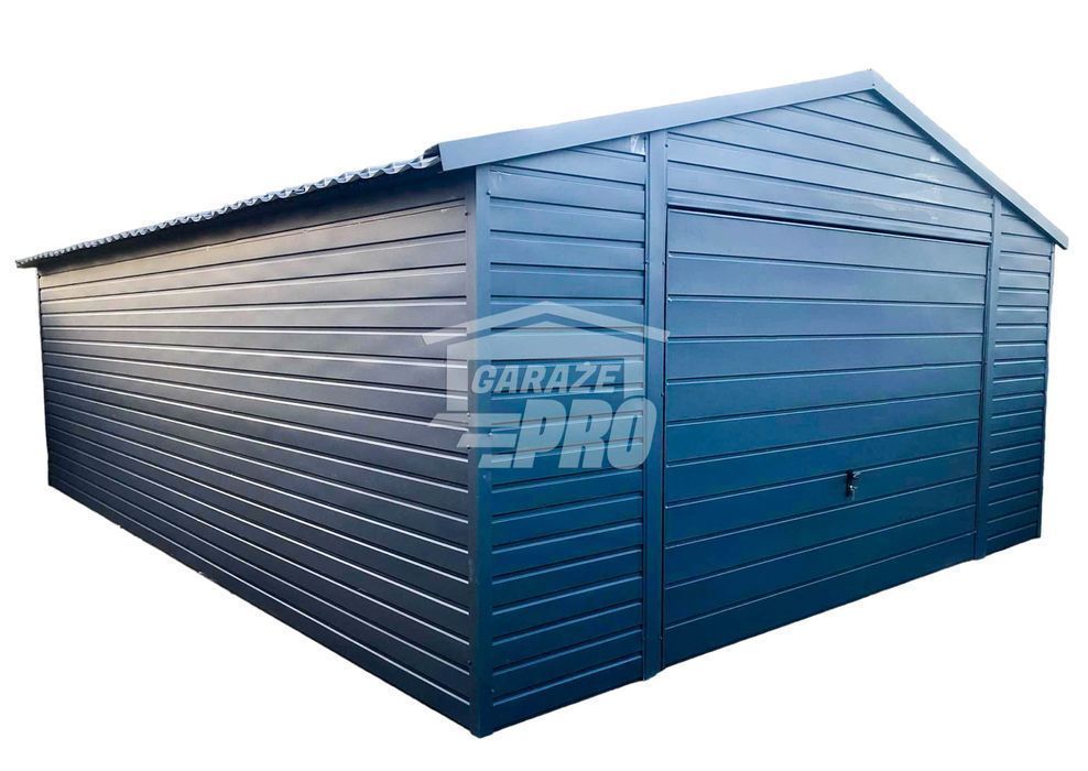 Garaż blaszany 5x7 Brama  Antracyt  Dach dwuspadowy GP103