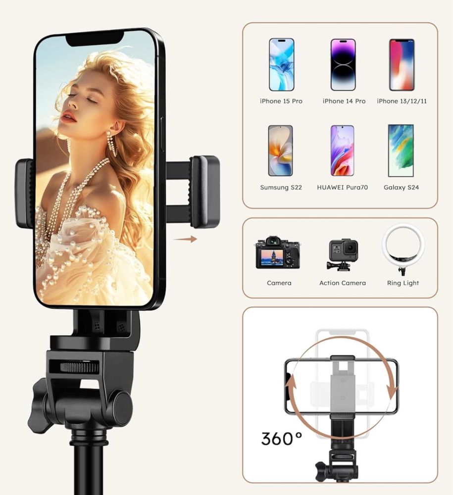 Statyw JOILCAN 2w1 selfie tripod z pilotem do smartfona 177 cm