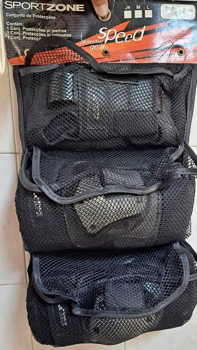 conjunto proteção joelhos cotovelos pulsos c/saco de arrumação tam. L
