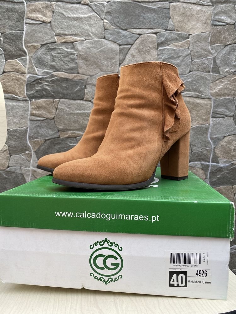 Botas salto camel 40 Calçado Guimarães