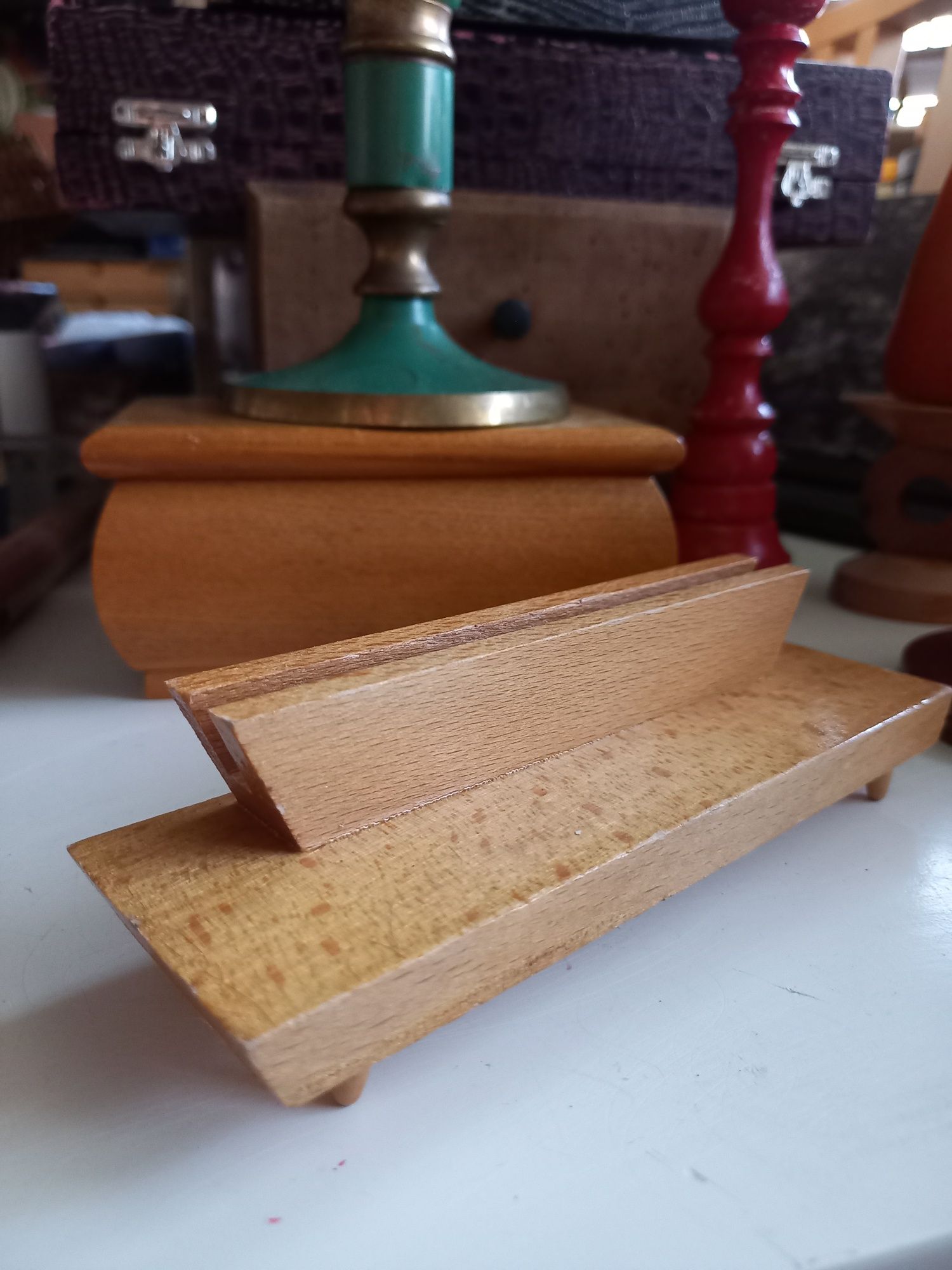 Stojak ramka drewniana drewno vintage prl