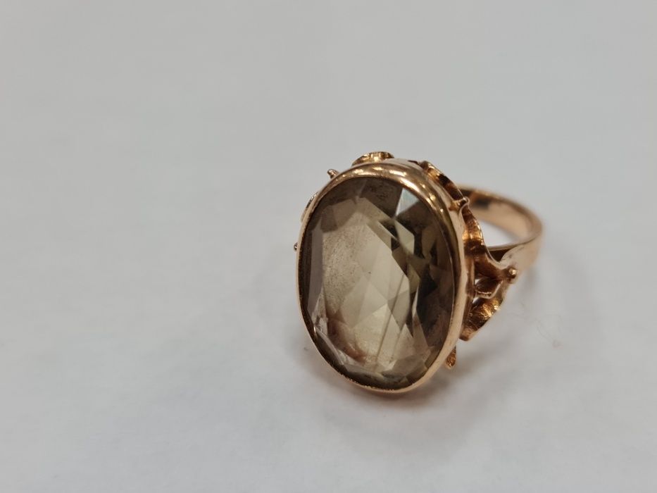 Jasny kamień! Retro! PRL! Piękny złoty pierścionek/ 585/ 7 g/ R12