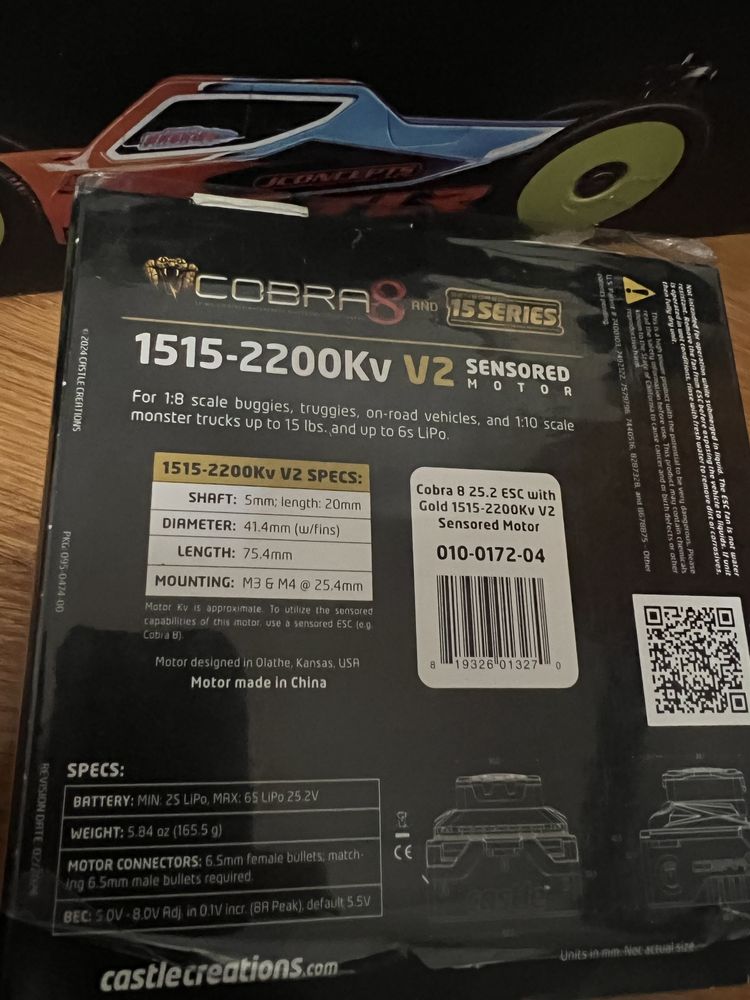 Combo castle creations cobra 8, 2200kv gold edition v2