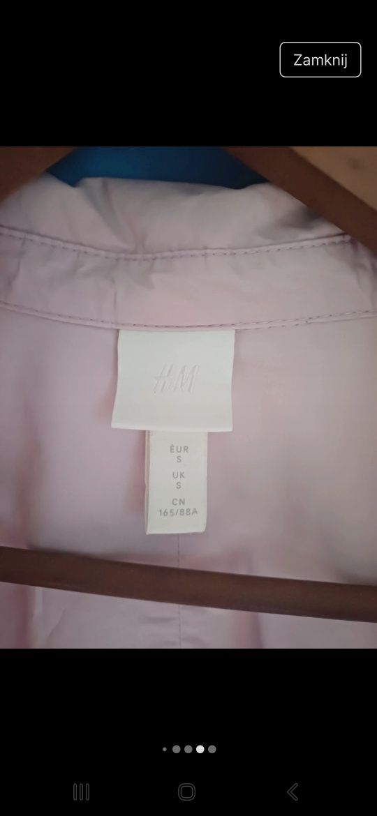 Koszula sukienka H&M bawełna różowa fioletowa długa oversize
