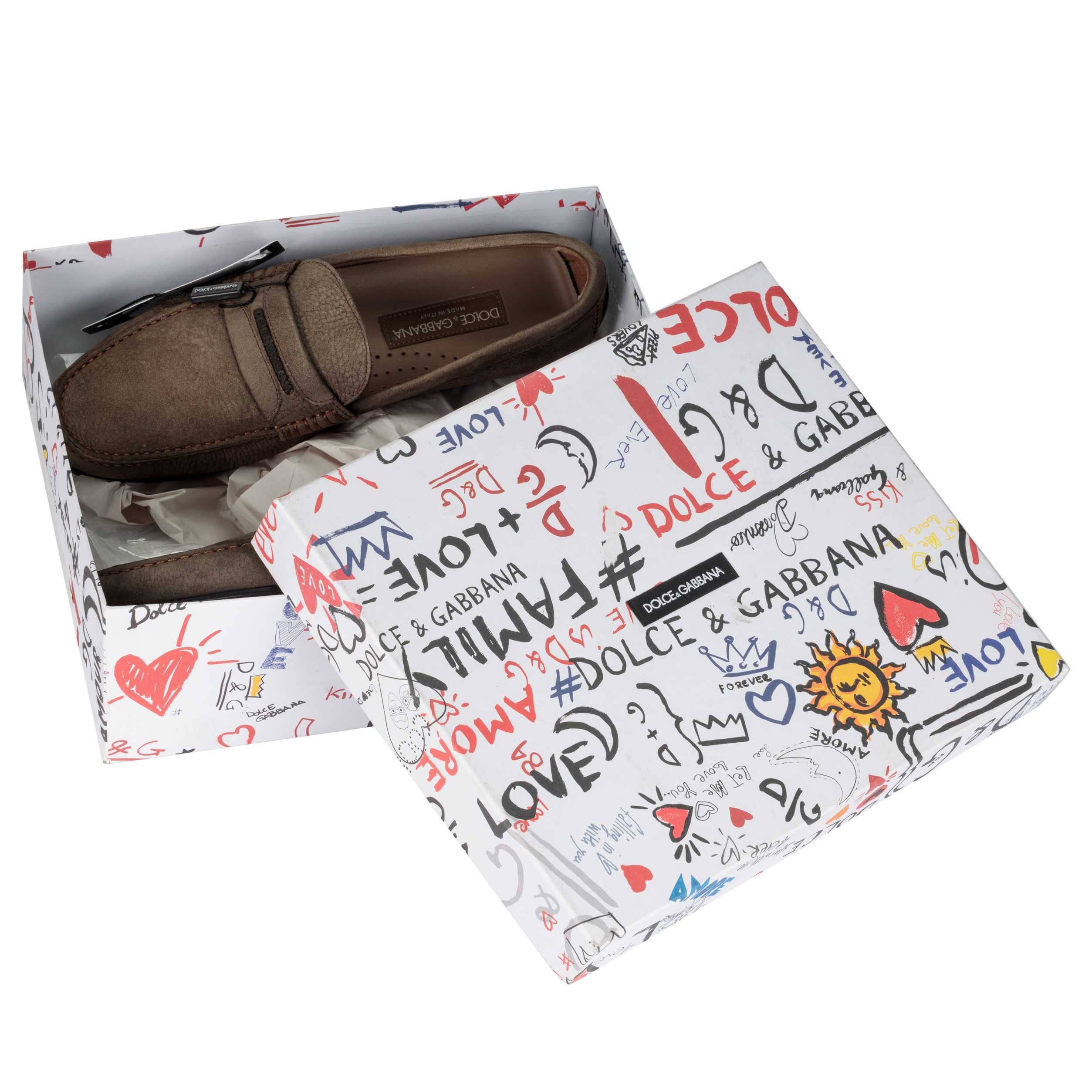 DOLCE&GABBANA luksusowe włoskie mokasyny loafersy BROWN