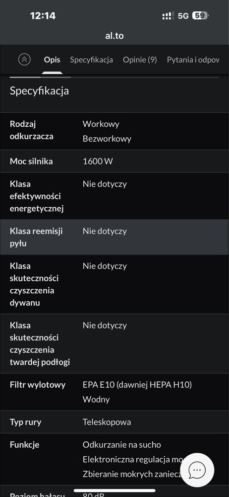 Odkurzacz z funkcją prania