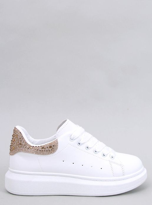 Sneakersy Na Platformie Z Cyrkoniami Parkss White/Gold