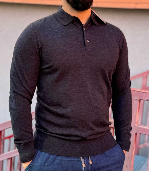 Чоловічі брендові поло з довгим рукавом