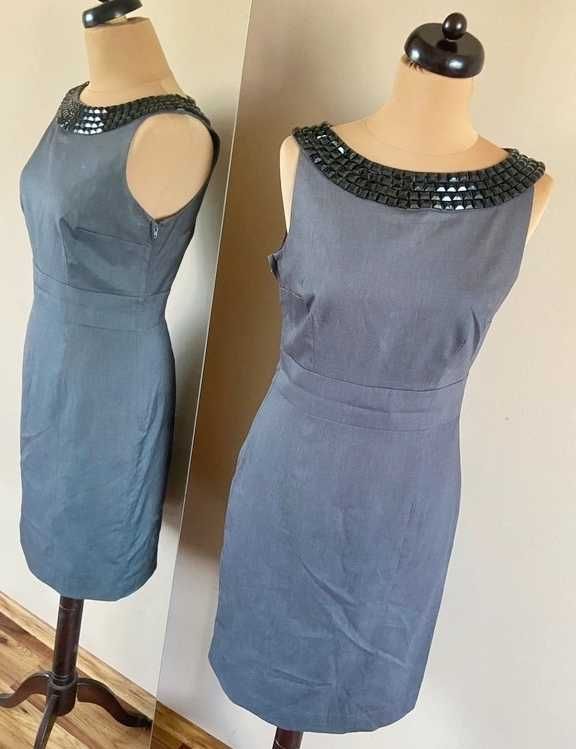 Hm 40 42 sukienka midi szara modna okazje basic xl l