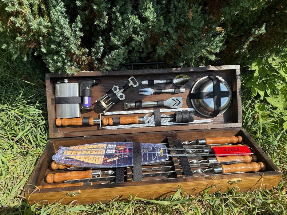 Подарочный набор шампуров в кейсе мужу мужчине куму на день рождения