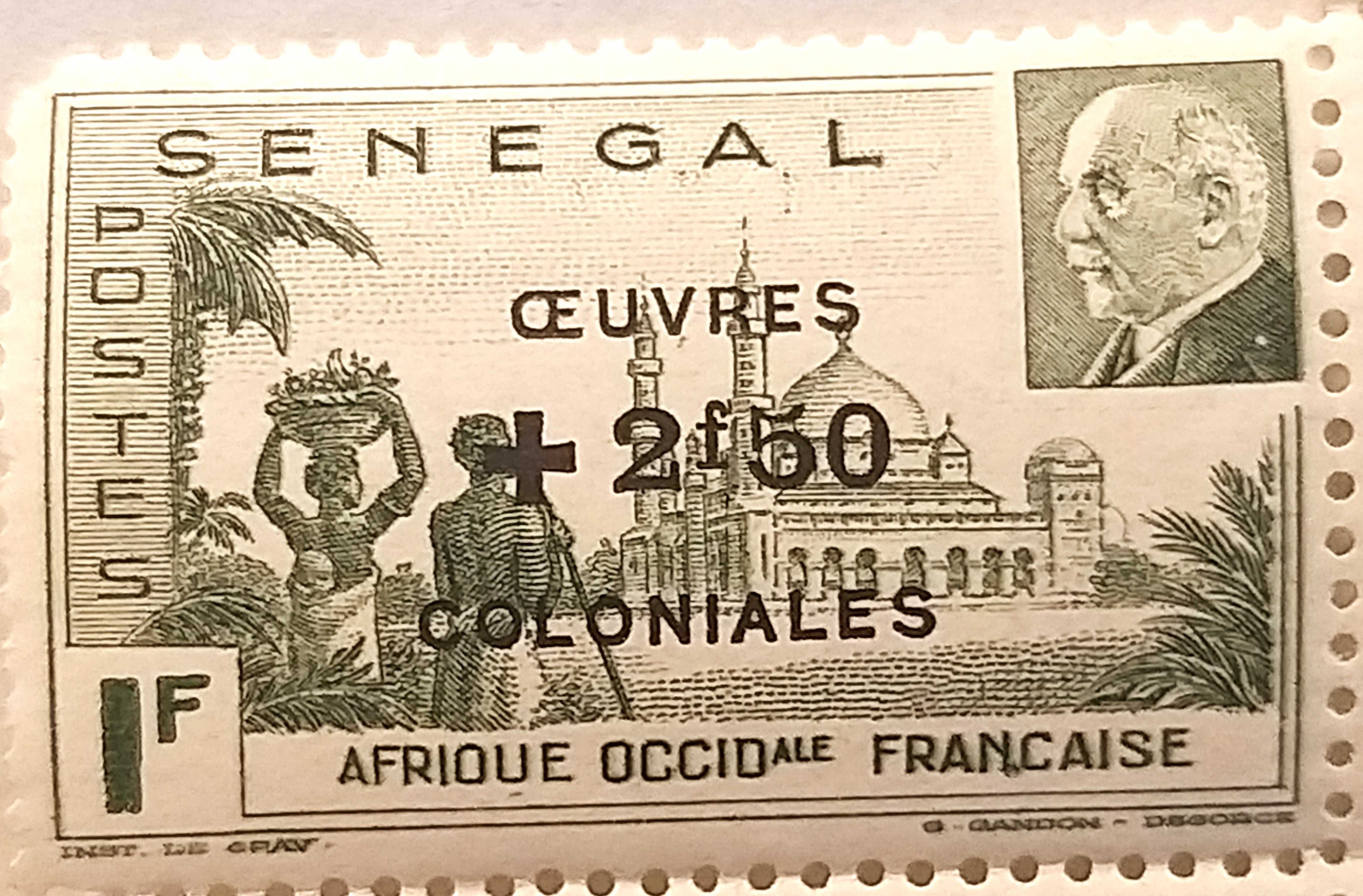 Znaczek kolonialny Senegal Meczet Djourbel Vichy Marszałek Pétain 1944