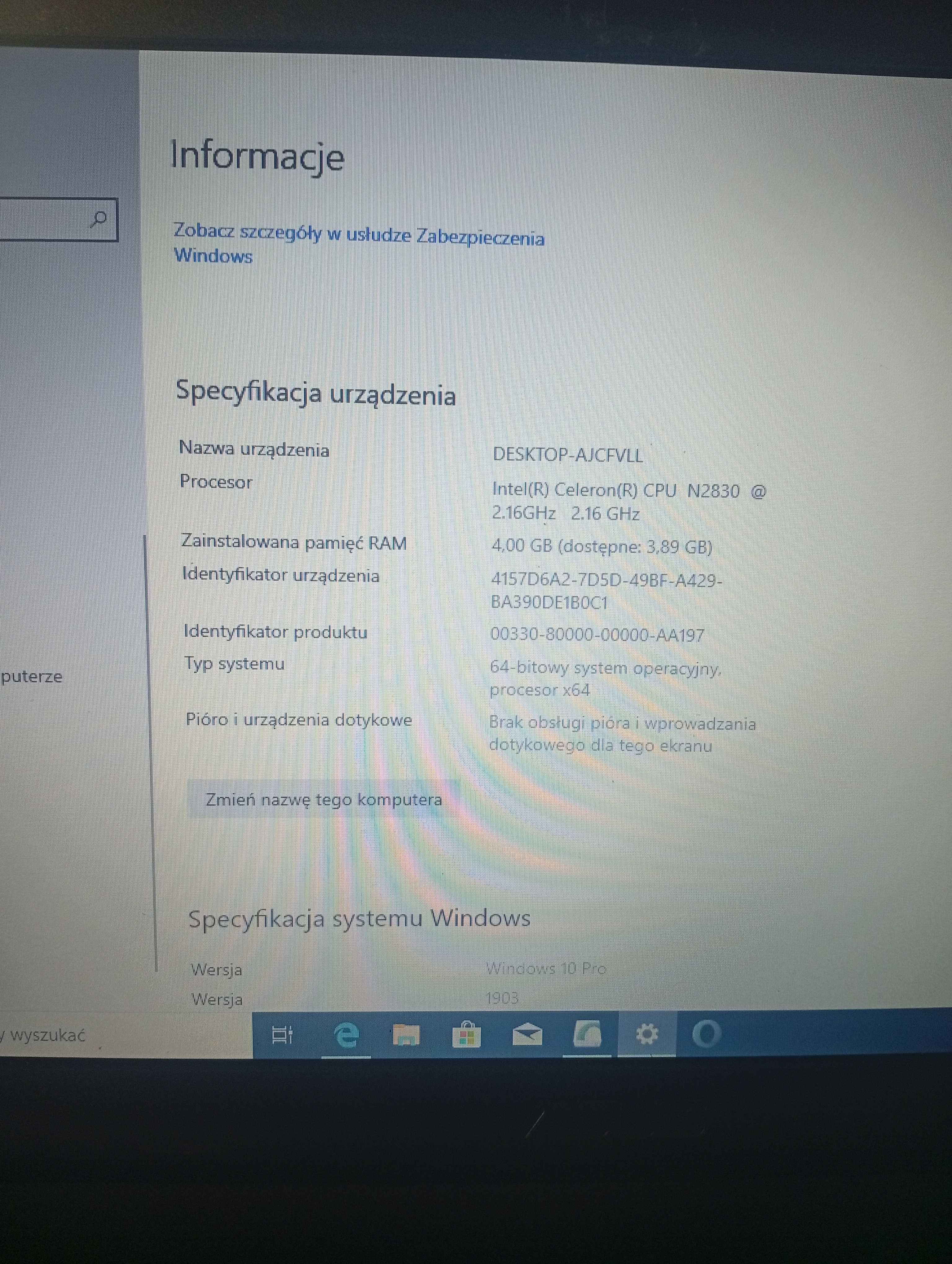 Laptop Asus z procesorem intel