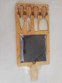 Conjunto tabua queijo - 4 utensilios