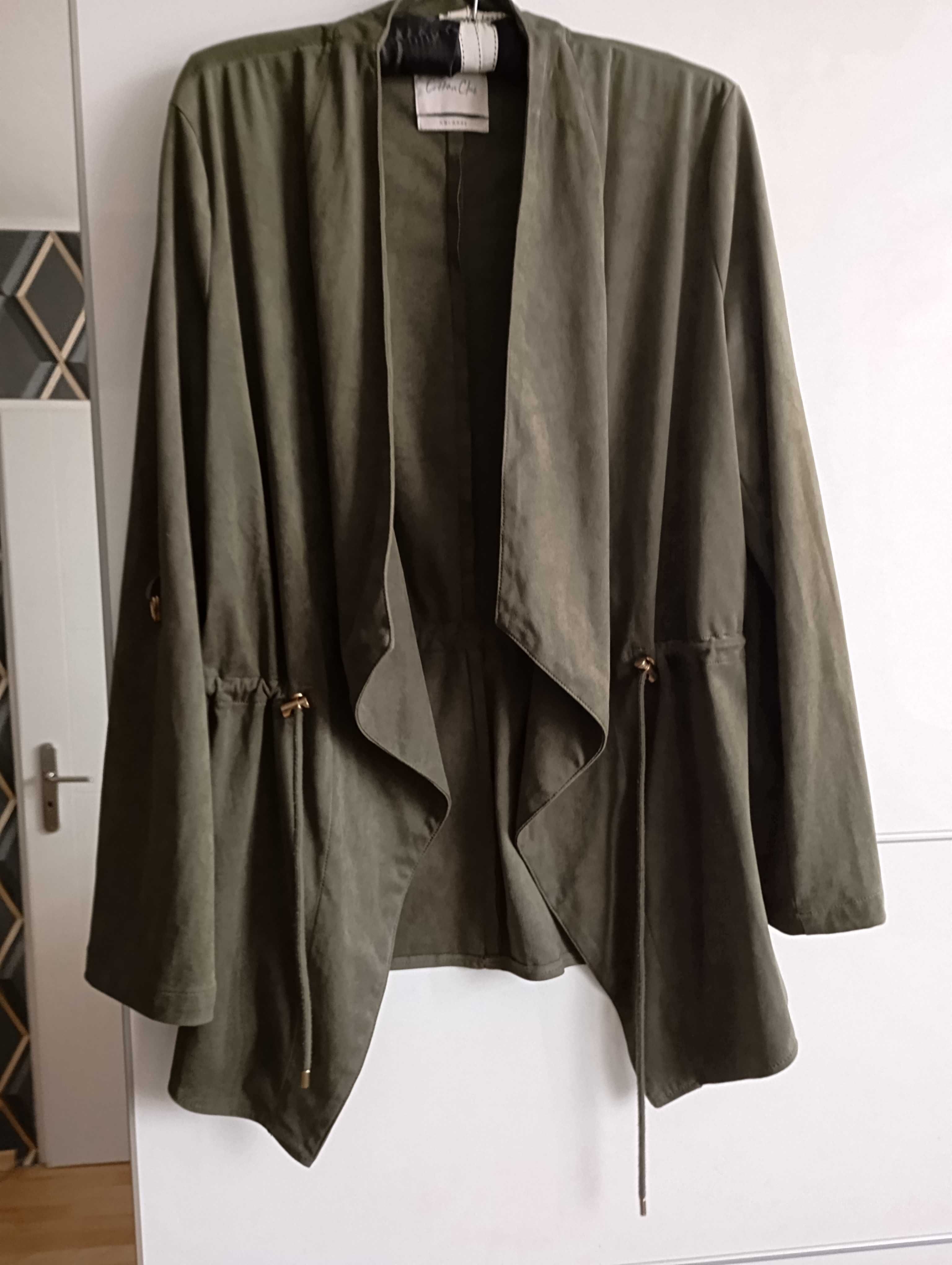 Kardigan kolor khaki zamsz cienki