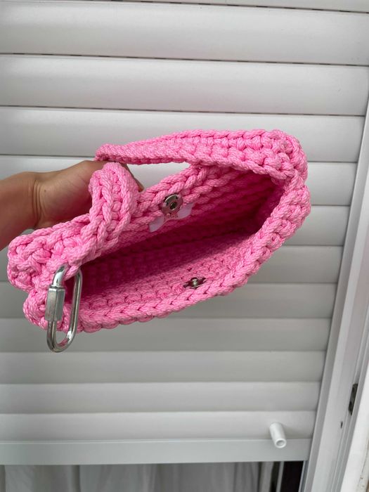 crochet bag paracord cord pink