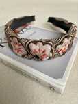 Opaska do włosów Boho/Ethnic haftowana, Floral/Brown