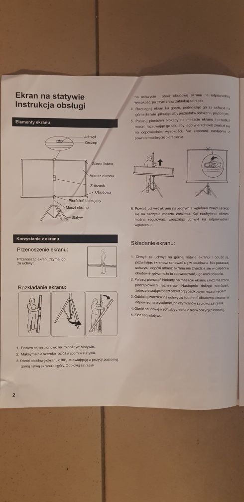 Ekran na statywie Avtek Tripod, 200x200cm, Nowy!