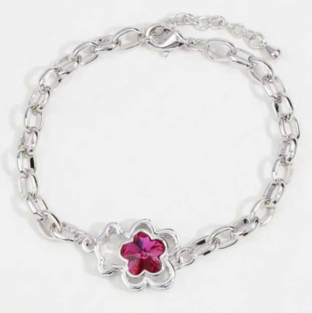 Pulseira de 5mm " Pink Bear " com Cristal Rosa