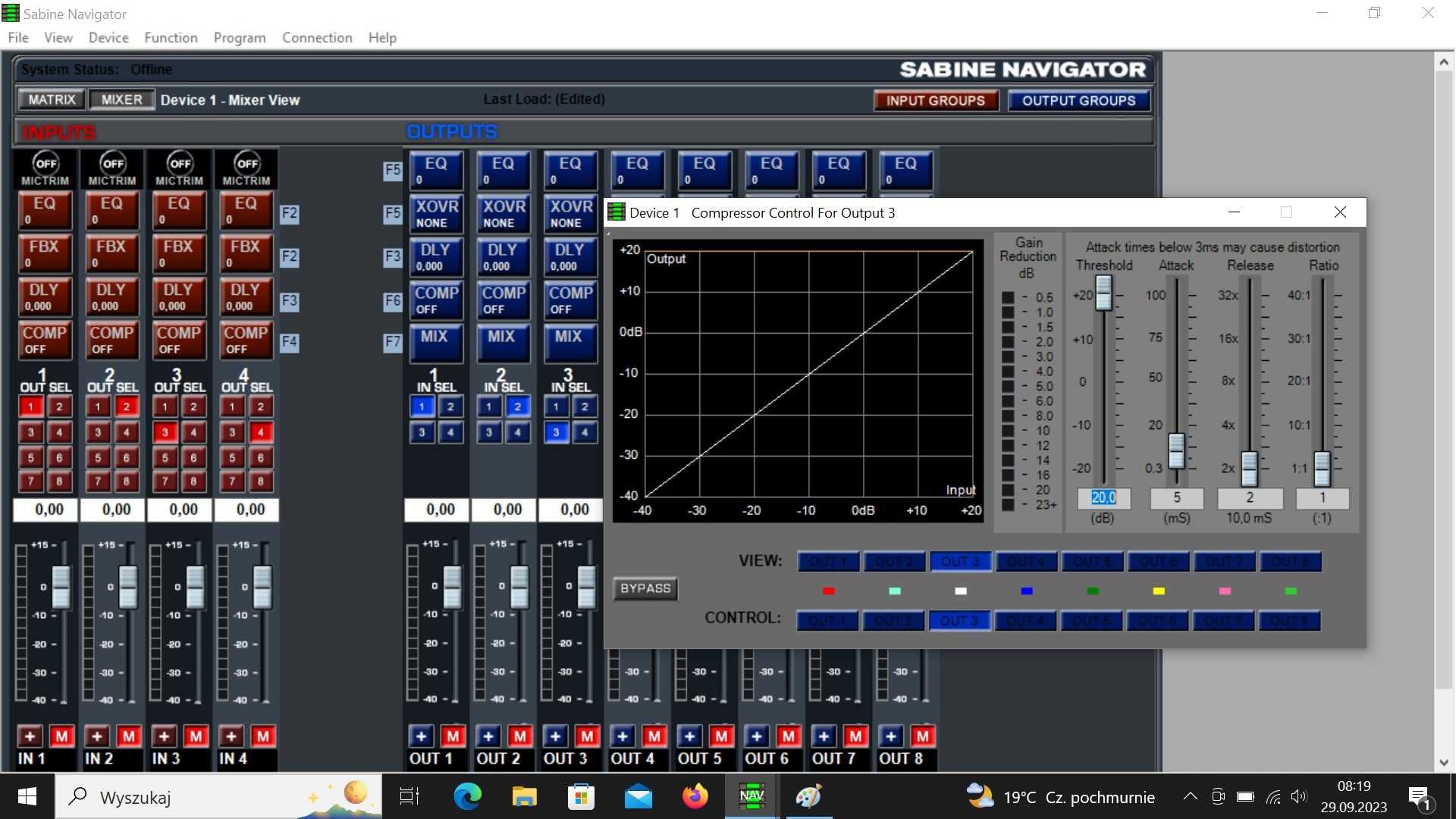 Sabine 4802-s xilica 4in 8out + AES/EBU FV