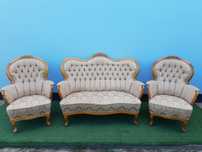 Stylowa sofa plus fotele ludwik komplet