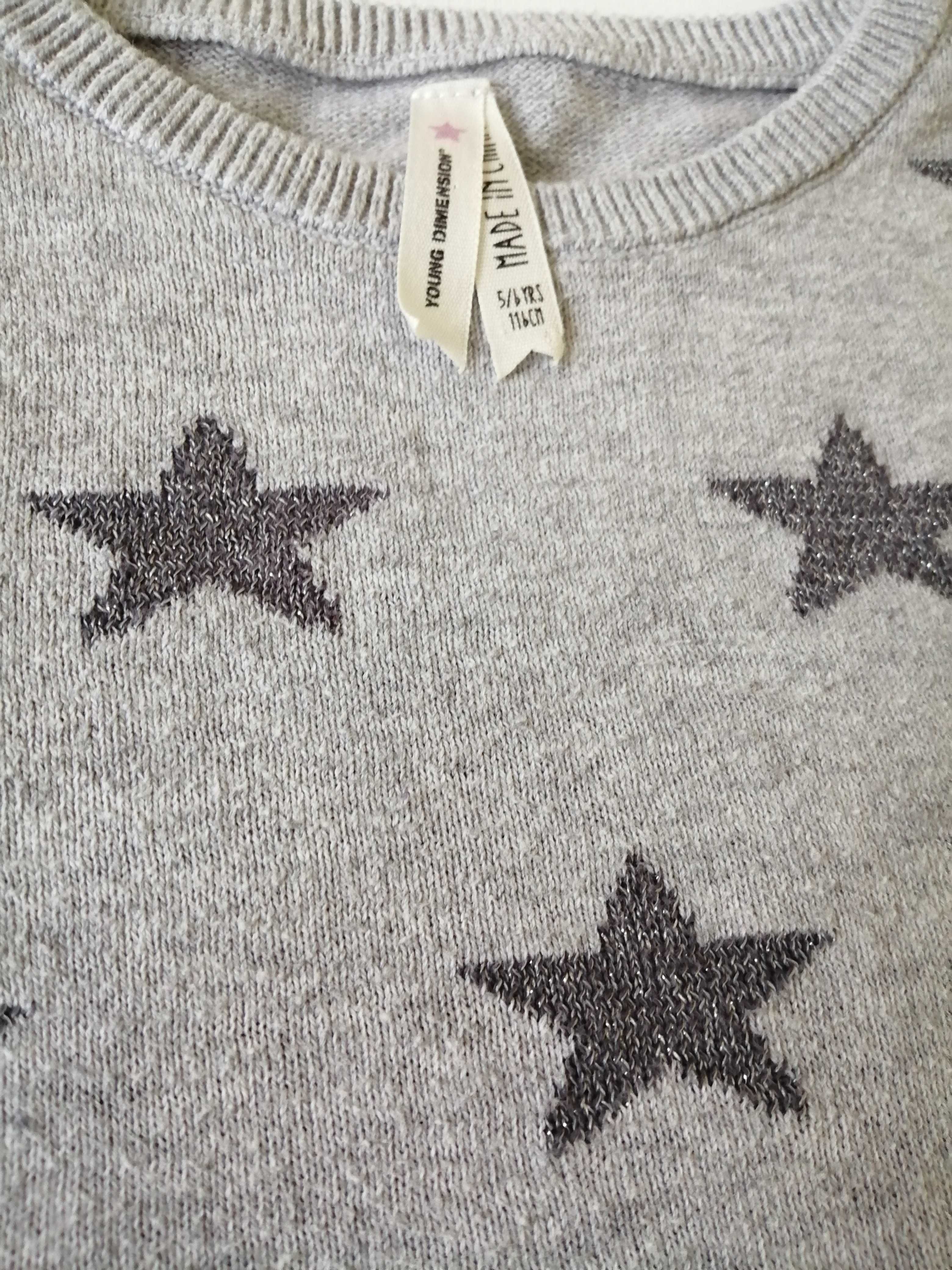 Dwa szare śliczne sweterki dla dziewczynki 110-116 HM
