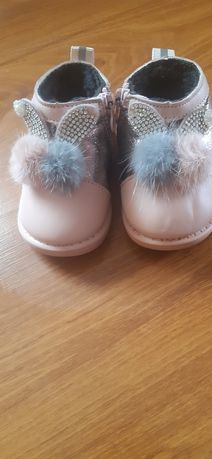 Дитячі черевички на хутрі зимові для дівчинки 10 см рожеві